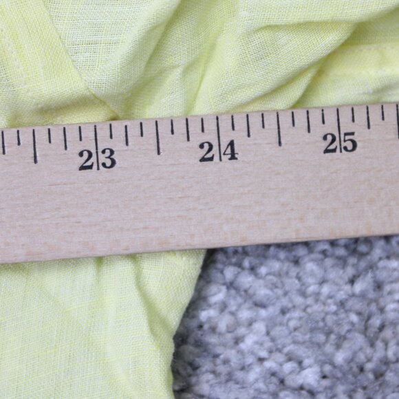Canali Dress Shirt Mens Medium Yellow 100% Linen Long Sleeve Button Down - Picture 12 of 14